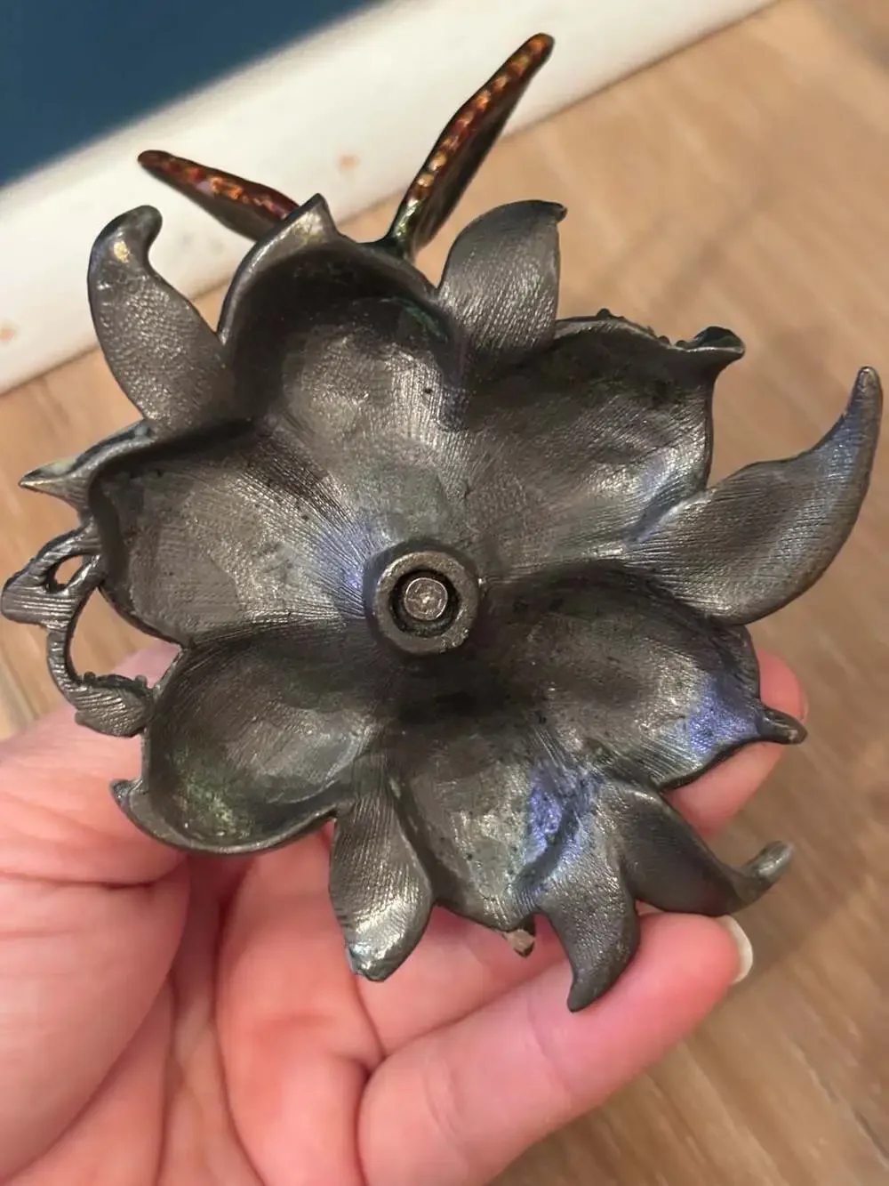 Vintage Rhinestone Hummingbird Floral Ring Holder